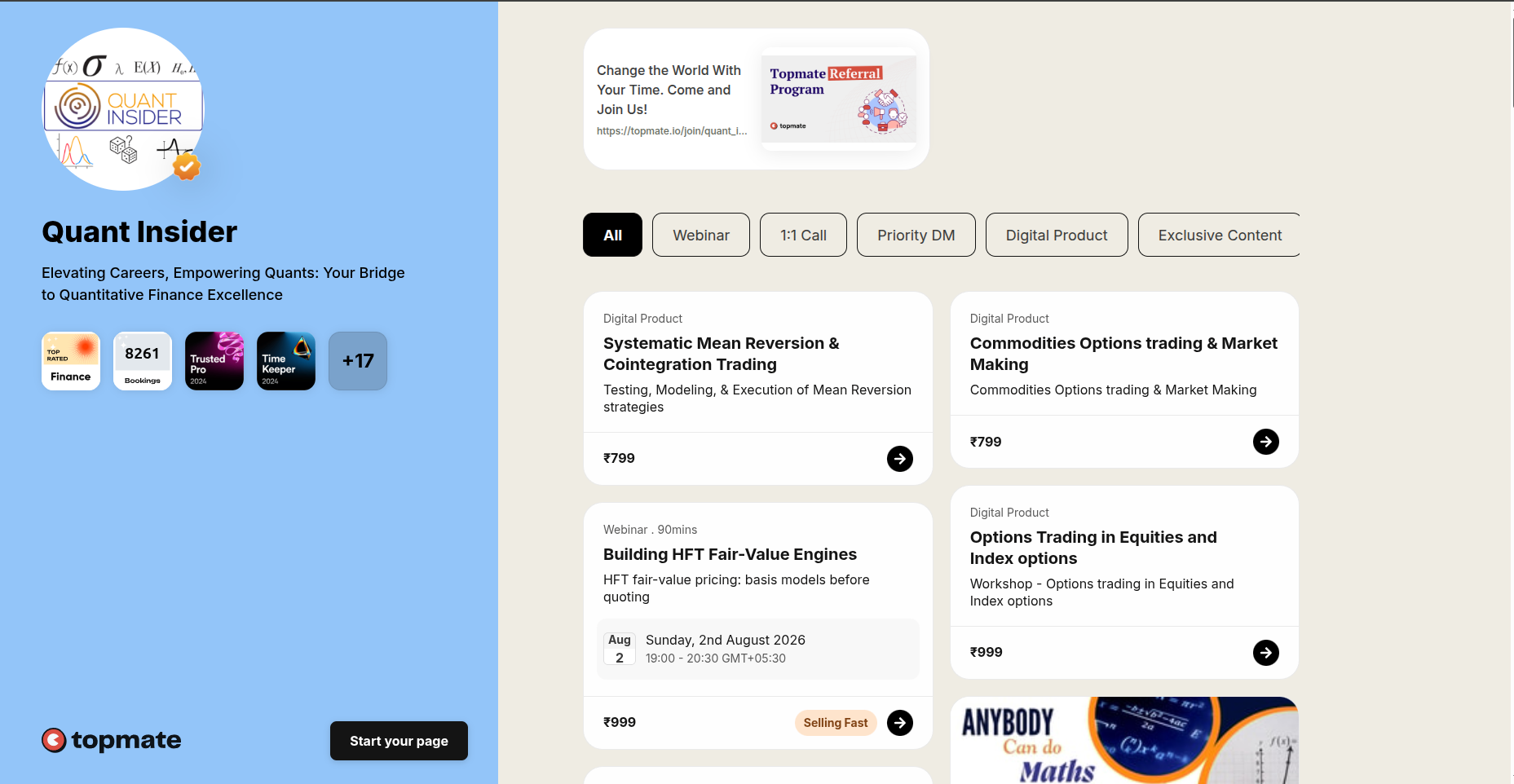 Quant Insider algorithmic trading course curriculum